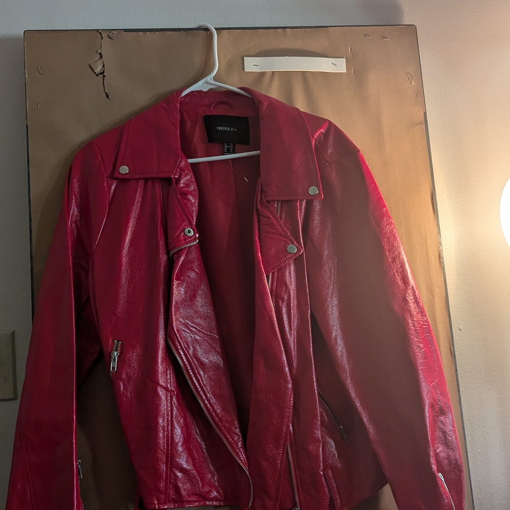 Forever 21 Bold Red Leather Jacket